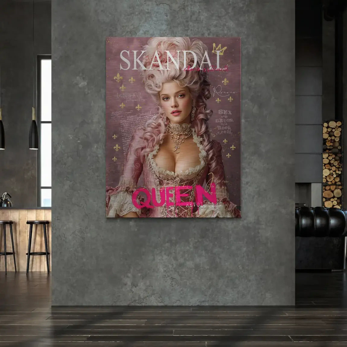 Marie Antoinette Skandal Pop Art Alu Gebürstet Bild