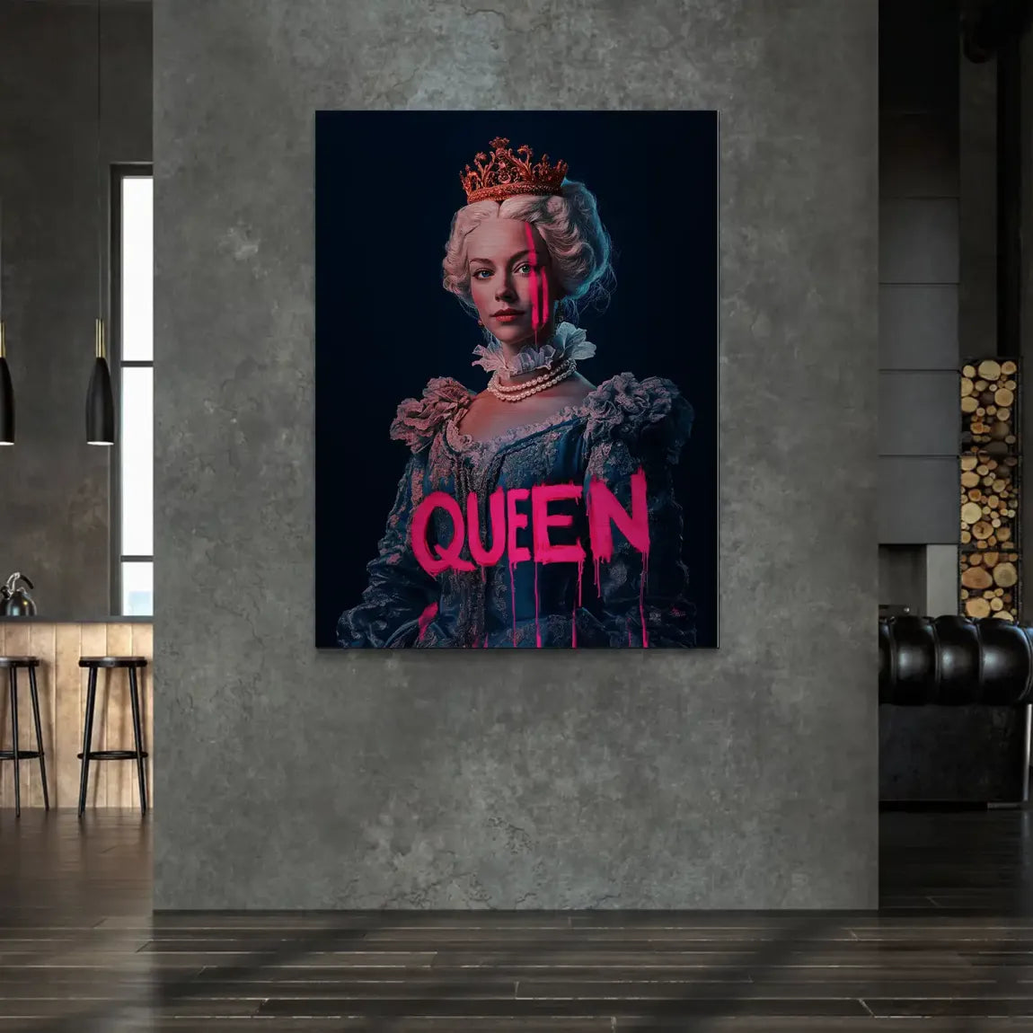 Queen Neon Art Alu Gebürstet Bild