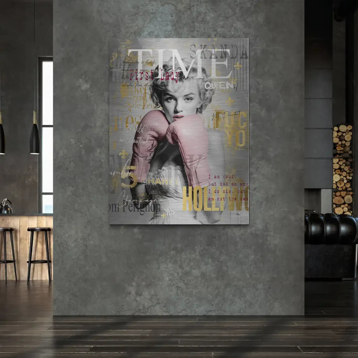 Marilyn Monroe Champ Pop Art Alu Gebürstet Bild