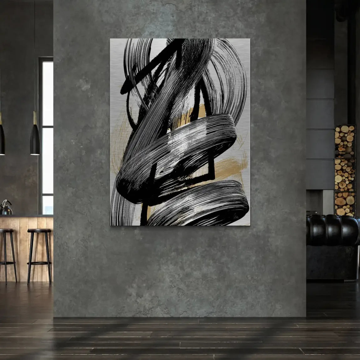 Black Motion Abstrakt Alu Gebürstet Bild