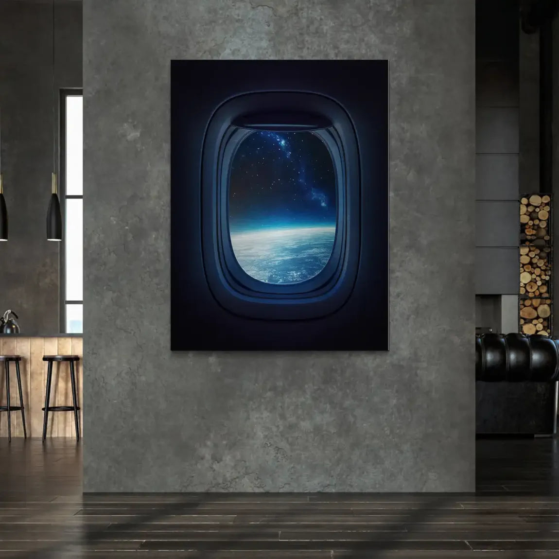 Flugzeugfenster Galaxie Alu Gebürstet Bild