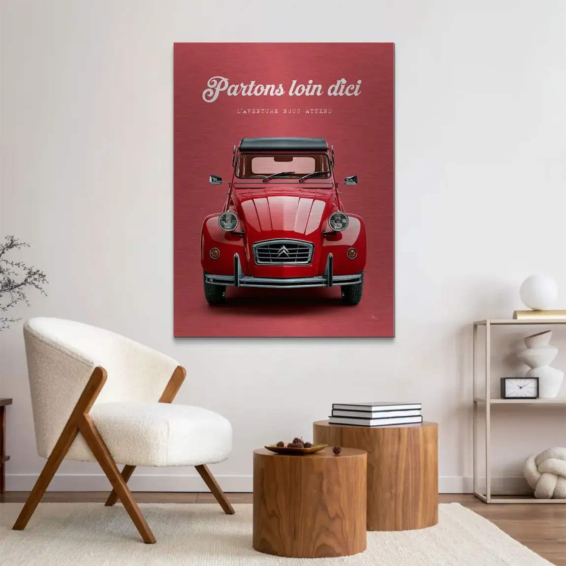 Citroen 2CV Rouge Aluminiumbild gebürstet