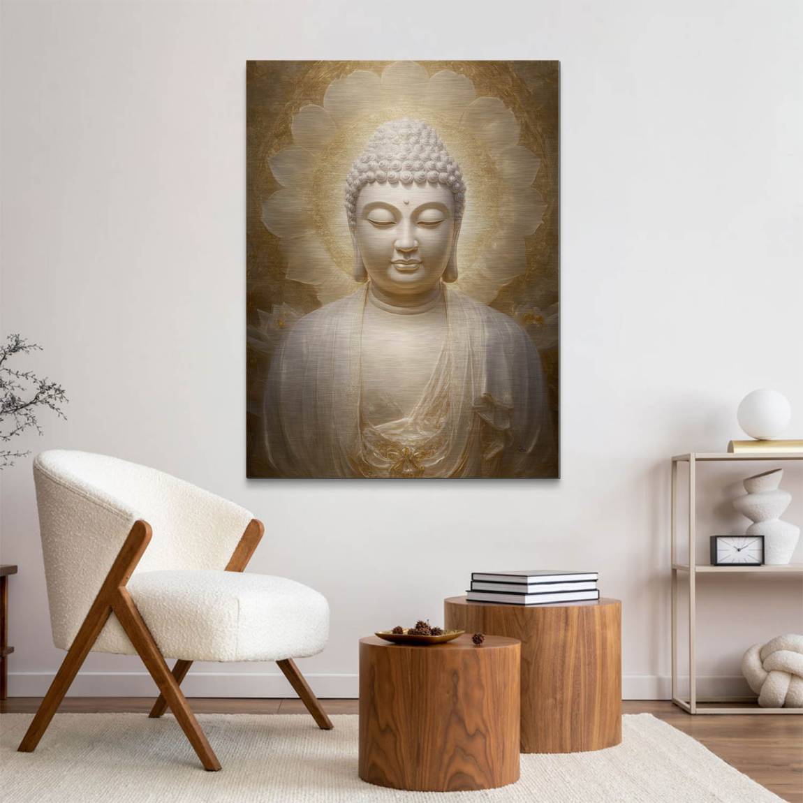 Goldener Buddha Aluminiumbild gebürstet