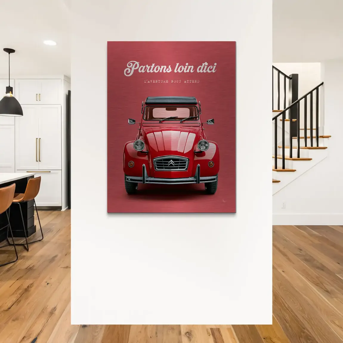 Citroen 2CV Rouge Aluminiumbild gebürstet