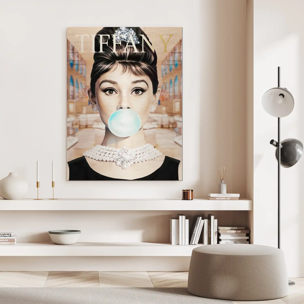 Audrey Bubble Gum Retro Aludibond Gebürstet INGALERIE