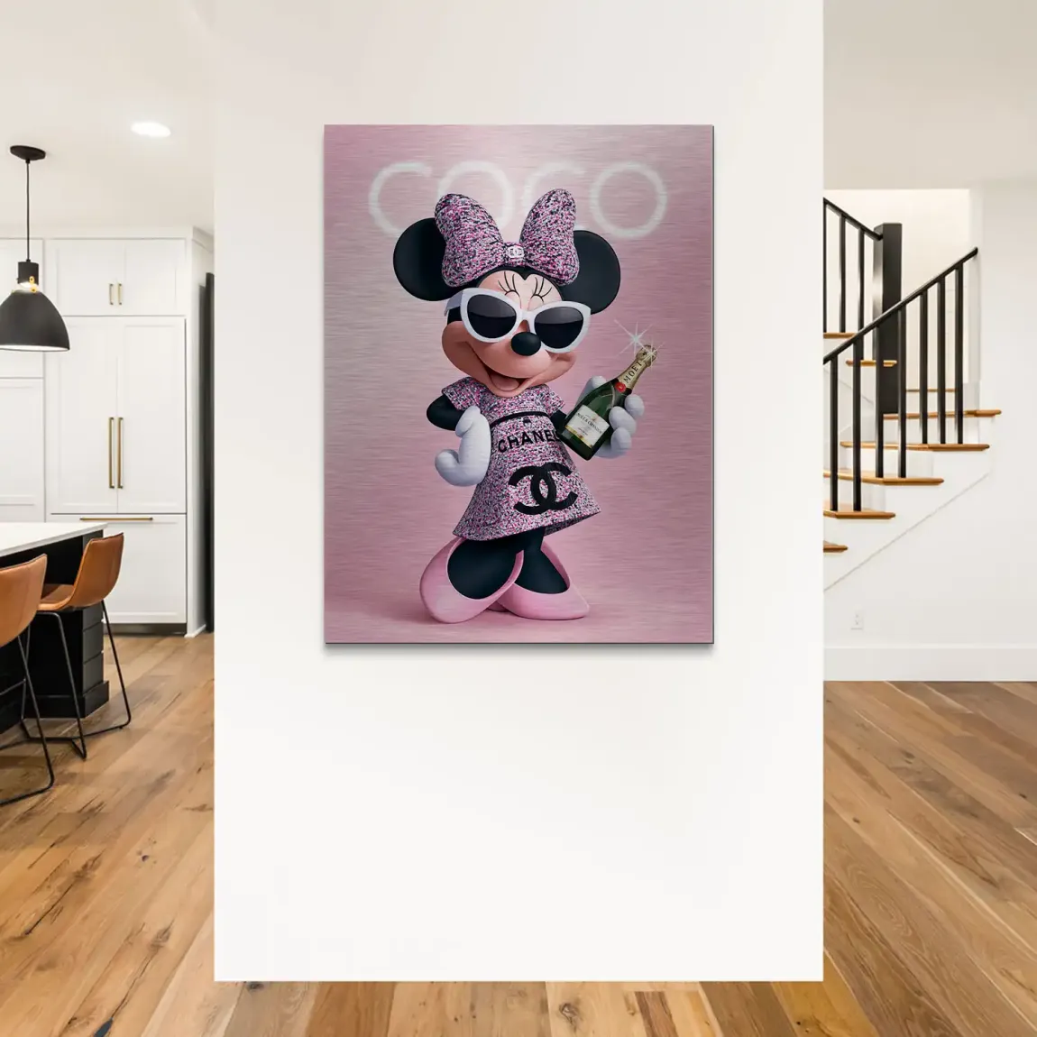 Minnie Maus Moet Aluminiumbild gebürstet
