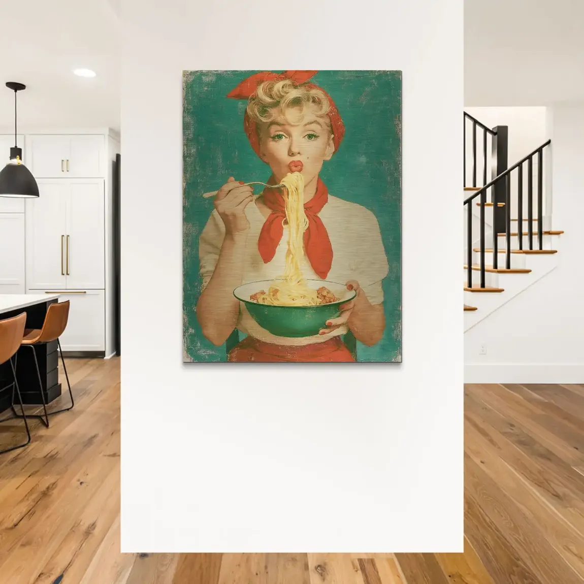 Marilyn Monroe Spaghetti Aluminiumbild gebürstet
