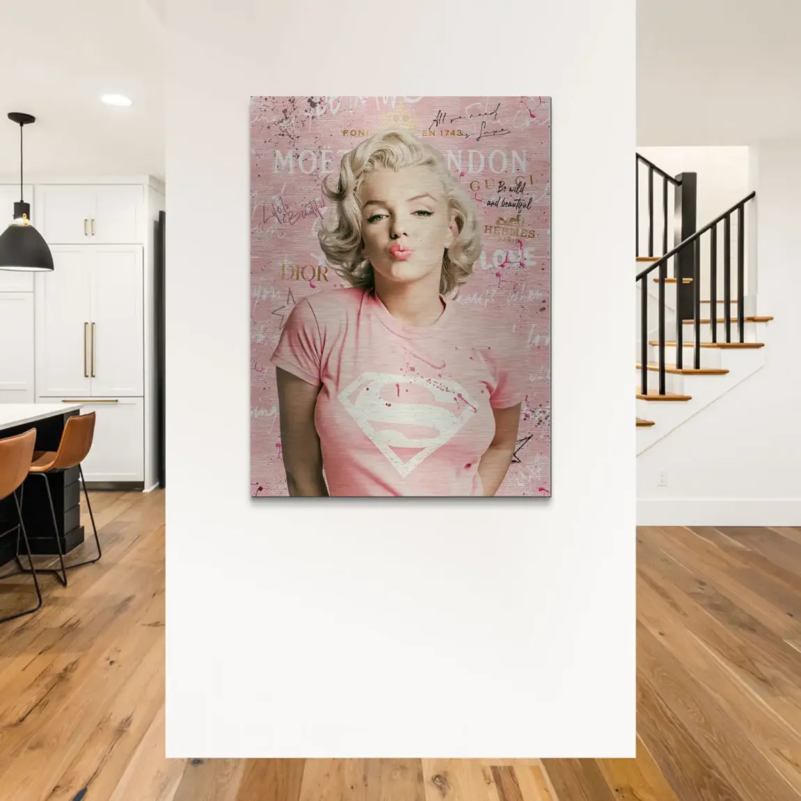 Marilyn Monroe Superman Aluminiumbild gebürstet