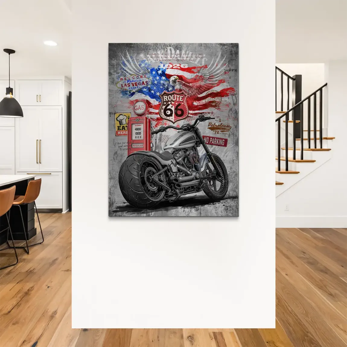 Harley Road Pop Art Alu Gebürstet Bild