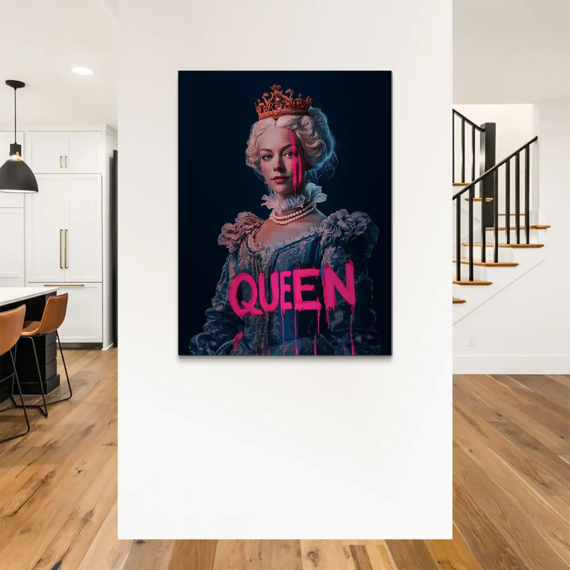 Queen Neon Art Alu Gebürstet Bild