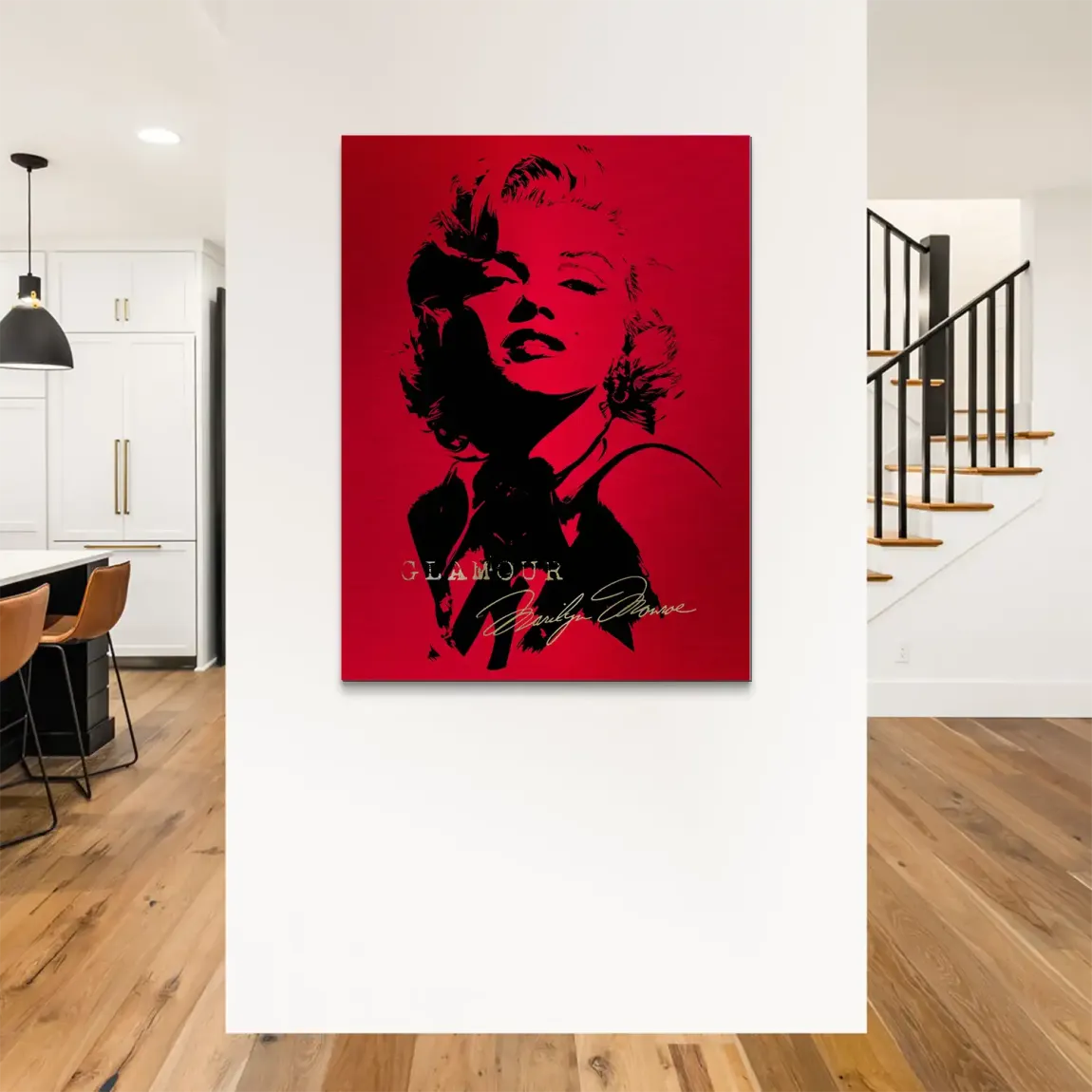 Marilyn Red Glamour Alu Gebürstet Bild