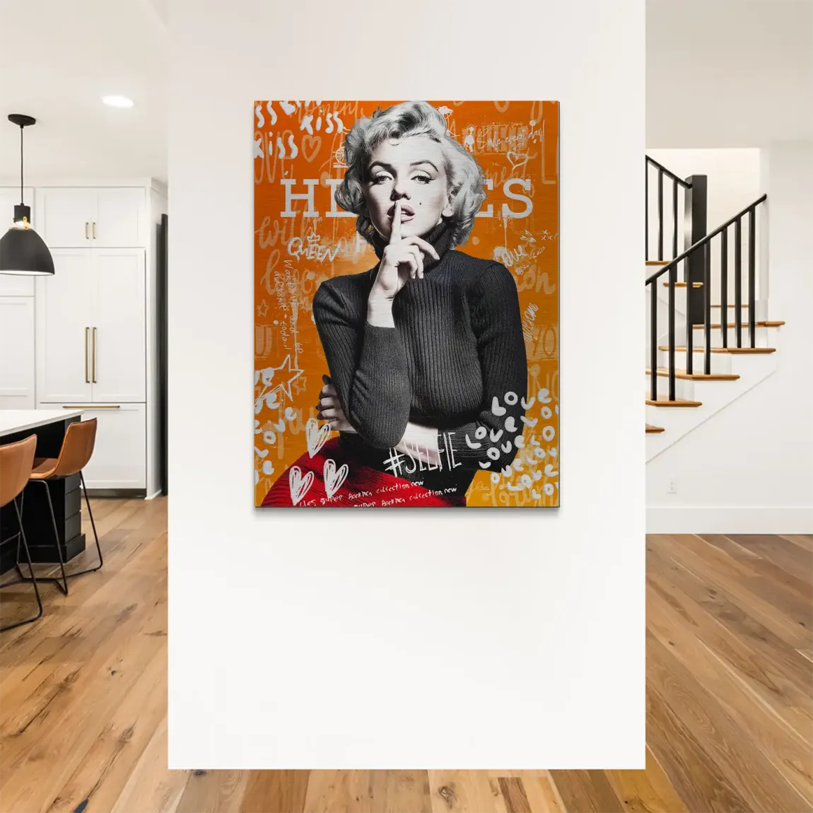 Marilyn Orange Kiss Pop Art Alu Gebürstet Bild