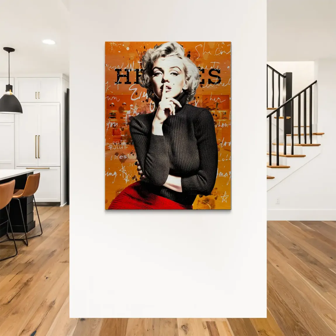 Marilyn Secret Orange Pop Art Alu Gebürstet Bild