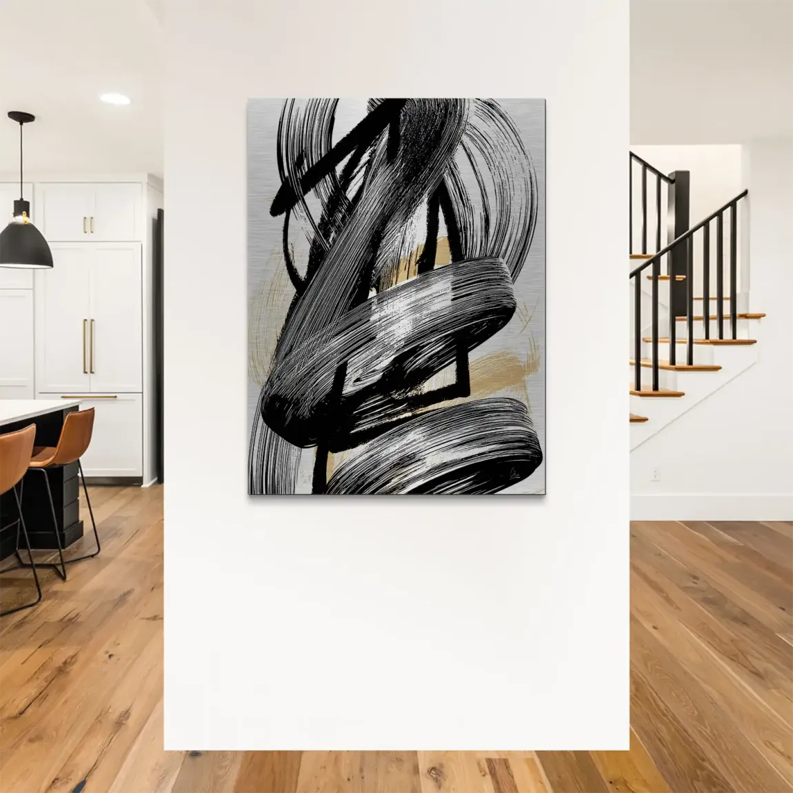 Black Motion Abstrakt Alu Gebürstet Bild