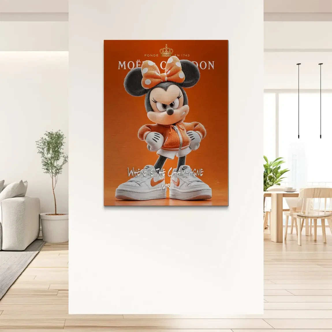 Champagne Mood Minnie Maus Alu Gebürstet Bild INGALERIE