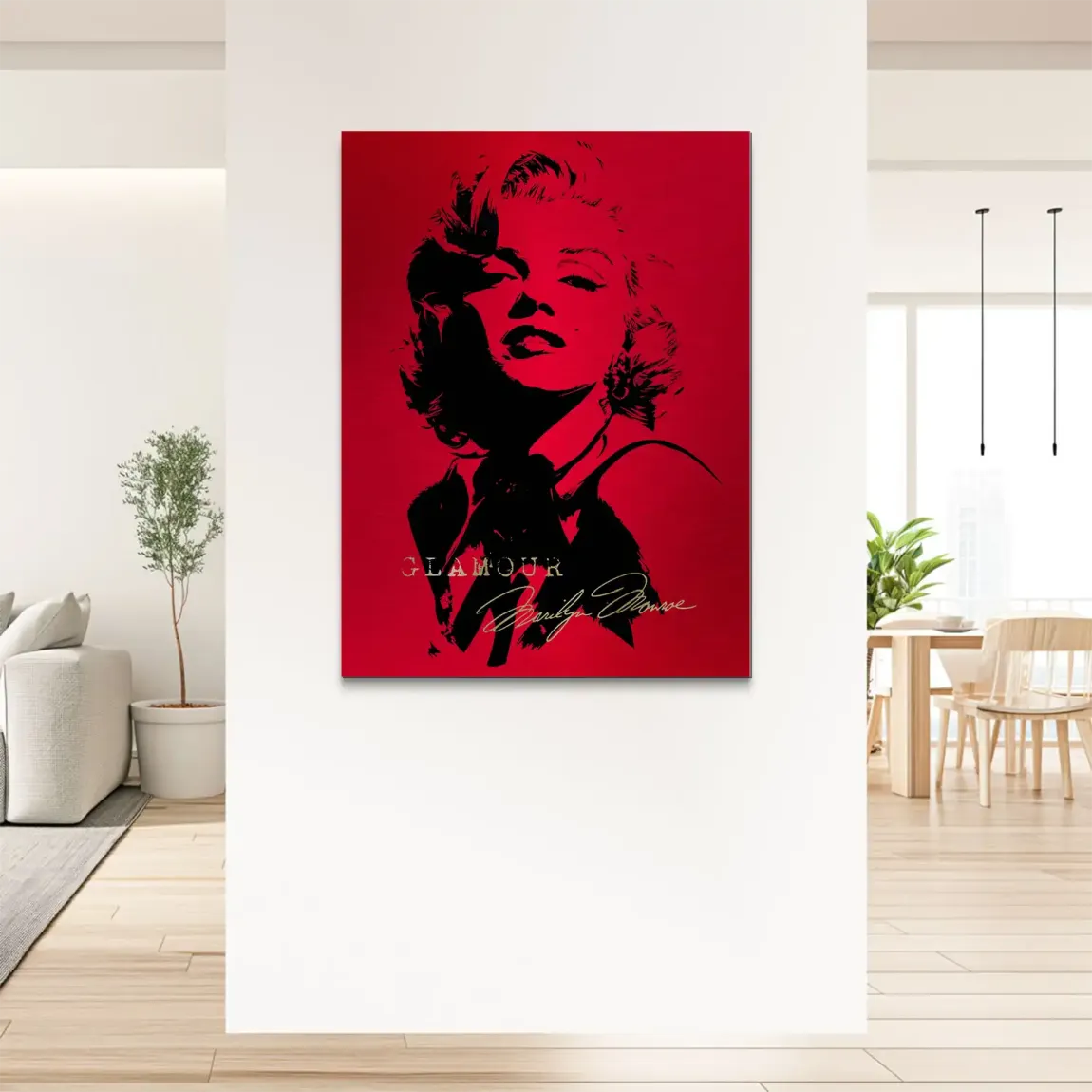 Marilyn Red Glamour Alu Gebürstet Bild