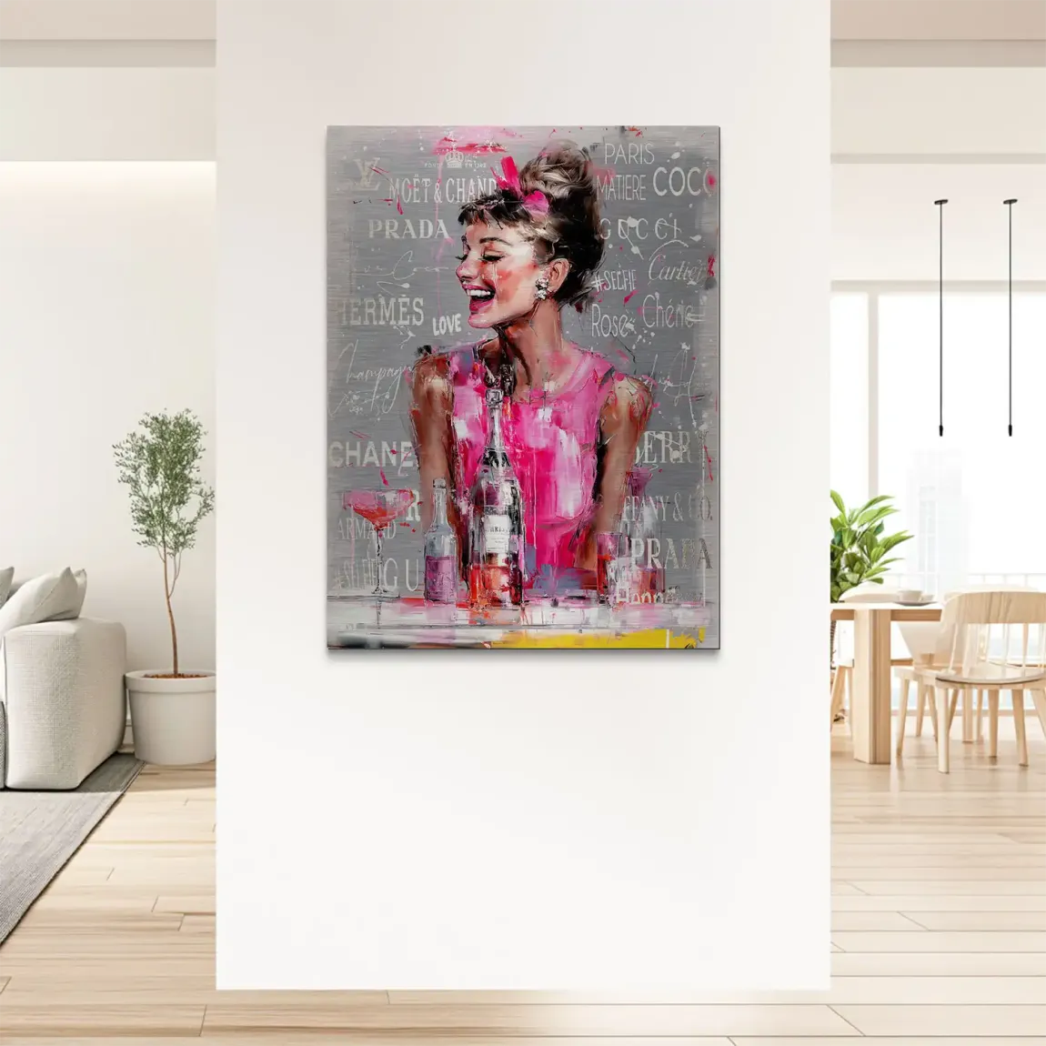Champagne Bliss Audrey Hepburn Alu Gebürstet Bild