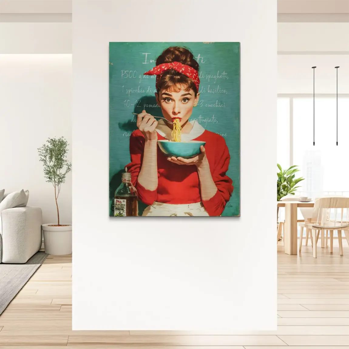 Audrey Hepburn Pasta Moments Alu Gebürstet Bild