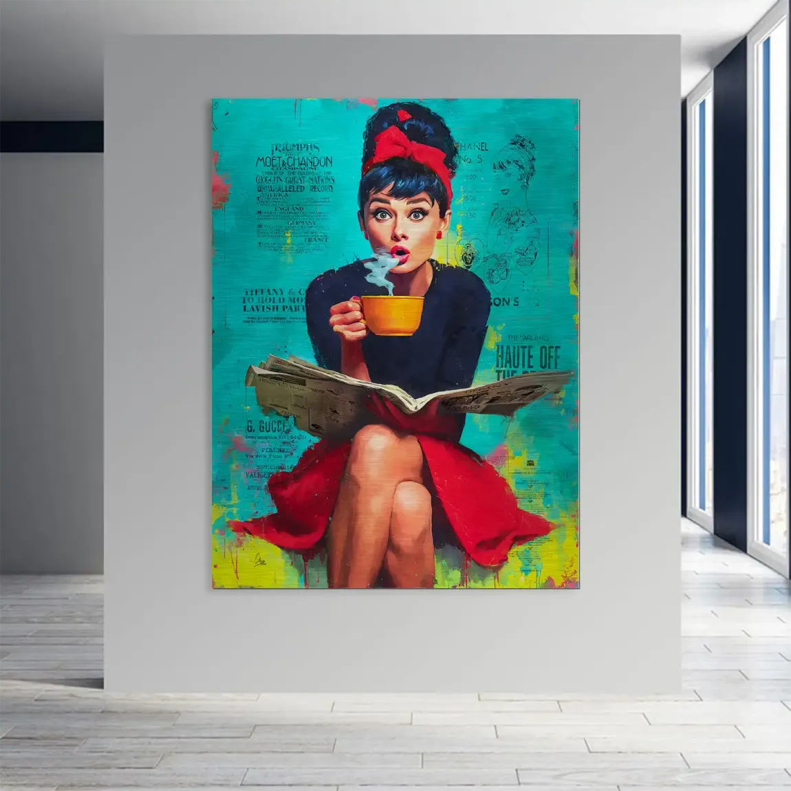 Audrey News Pop Art Aludibond Gebürstet Bild INGALERIE