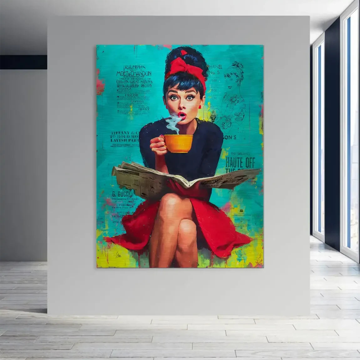 Audrey Hepburn News Pop Art Alu Gebürstet Bild INGALERIE