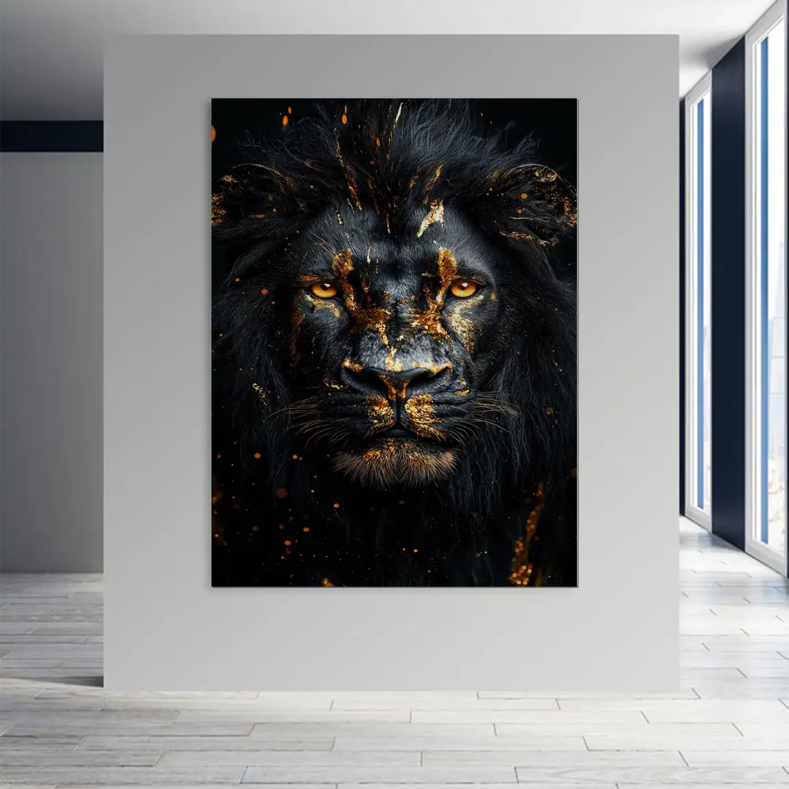 Black Lion in Gold Aludibond Gebürstet INGALERIE
