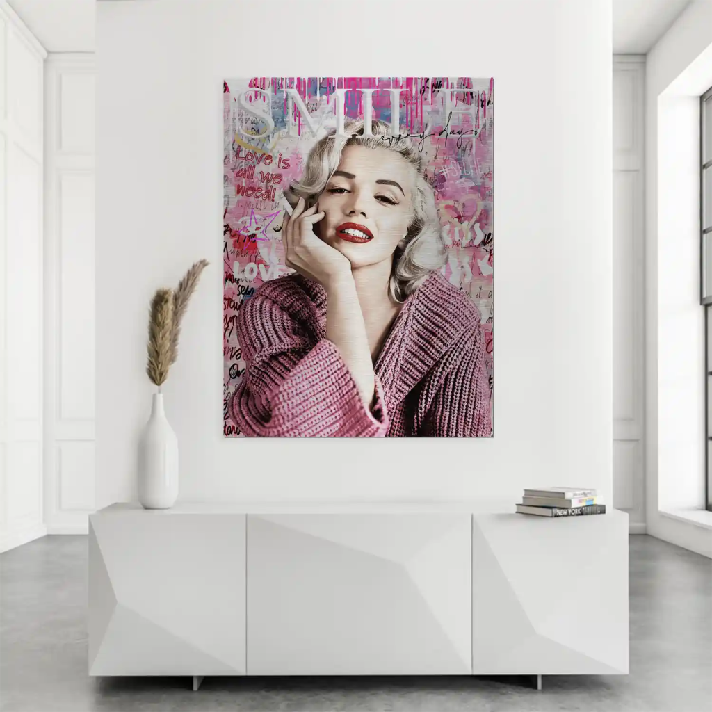 Pop Art Marilyn Monroe Smile AluDibond Gebürstet INGALERIE