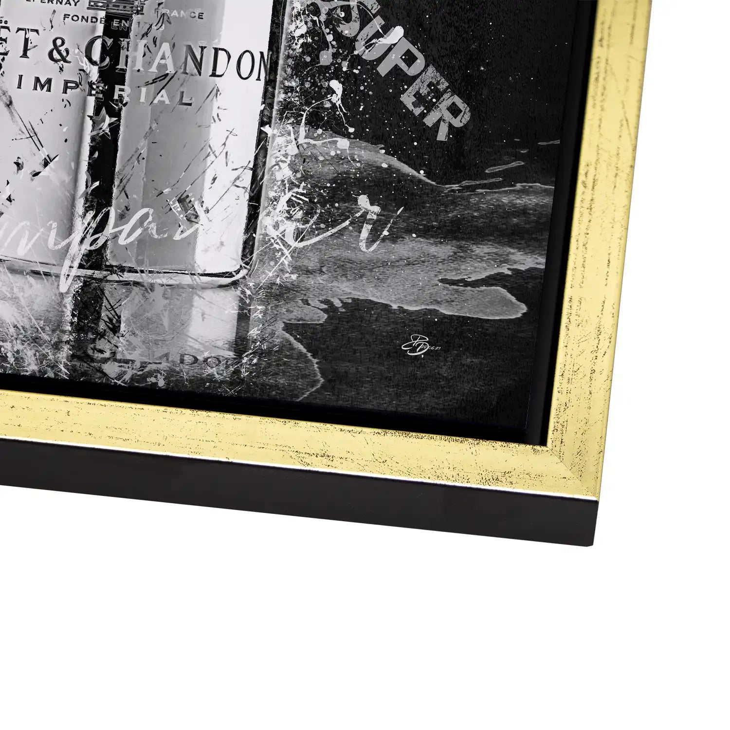 Champagner Black & White AluDibond Bild INGALERIE