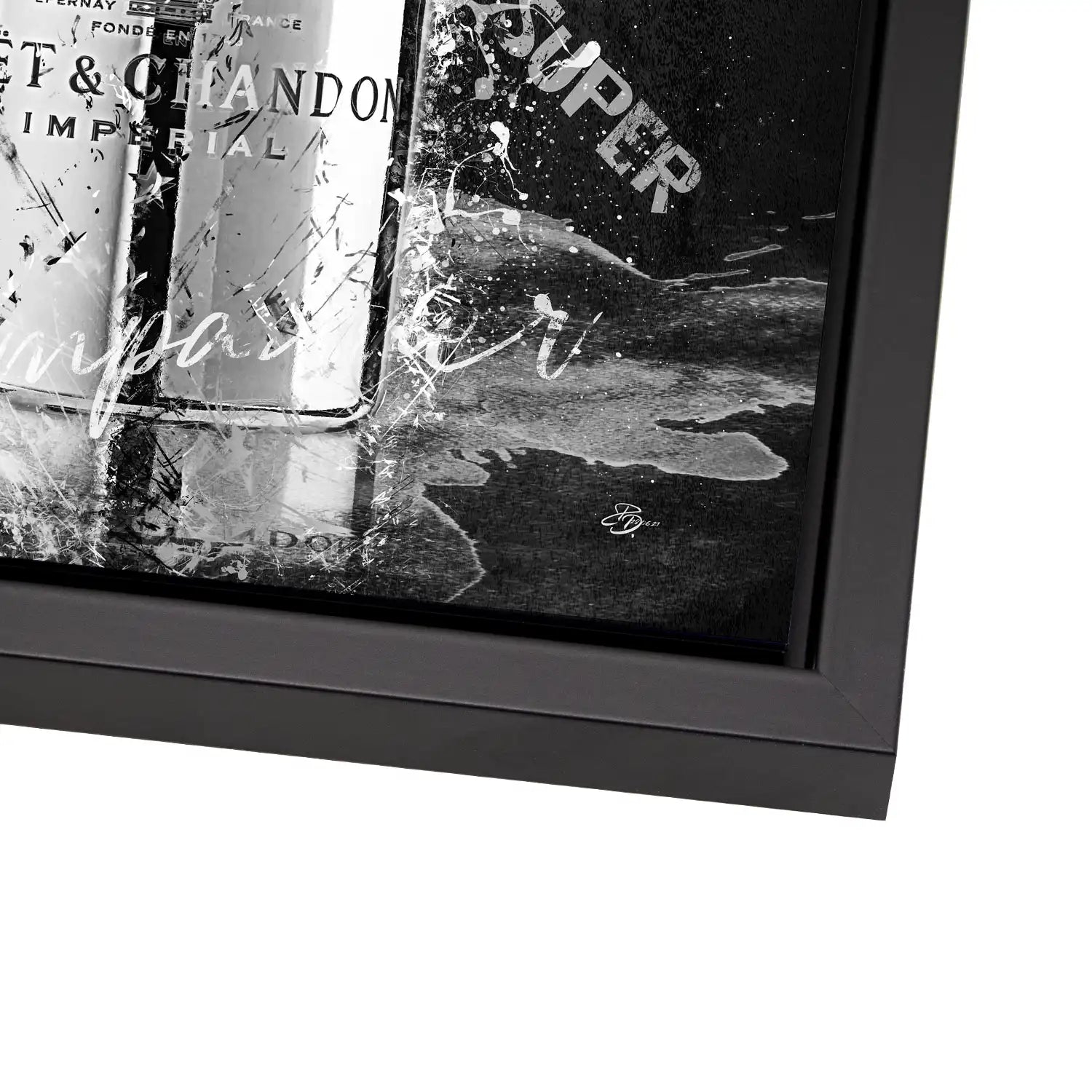 Champagner Black & White AluDibond Bild INGALERIE