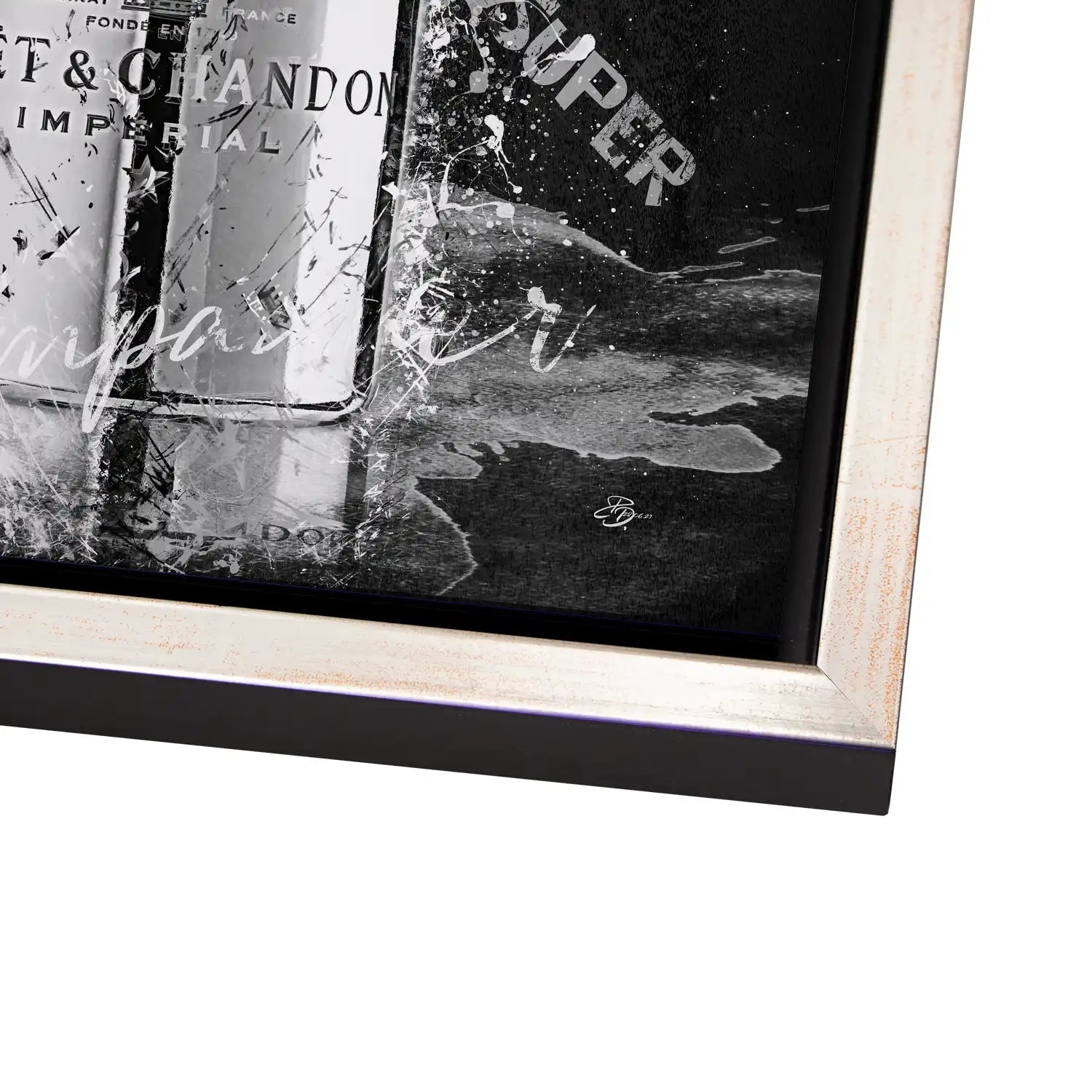 Champagner Black & White AluDibond Bild INGALERIE