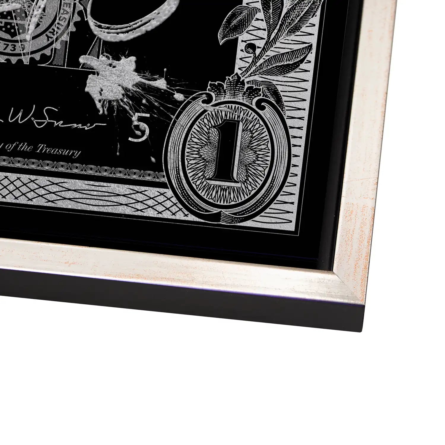 Monney Never Sleeps Dollar Silver AluDibond Bild INGALERIE