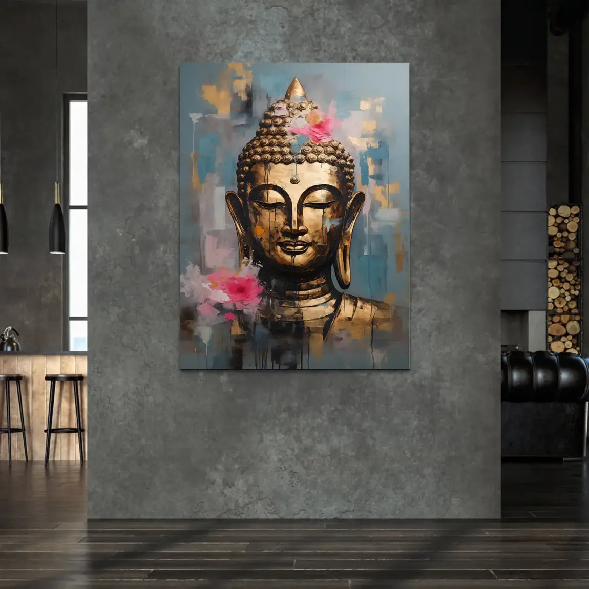 Golden Lotus Buddha Alu Dibond Bild