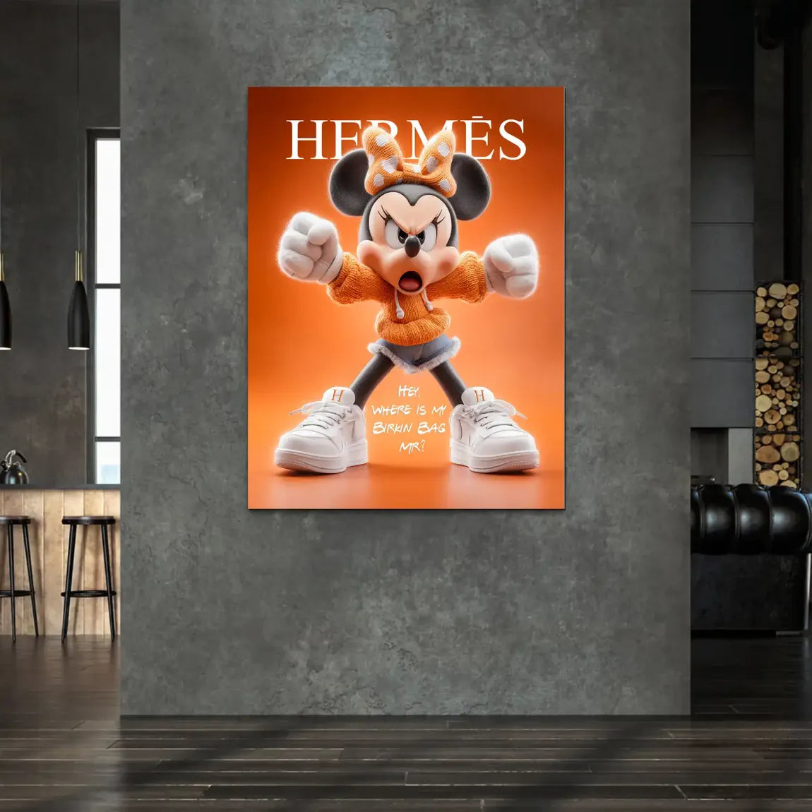 Orange Charm Minnie Maus Alu Dibond Bild