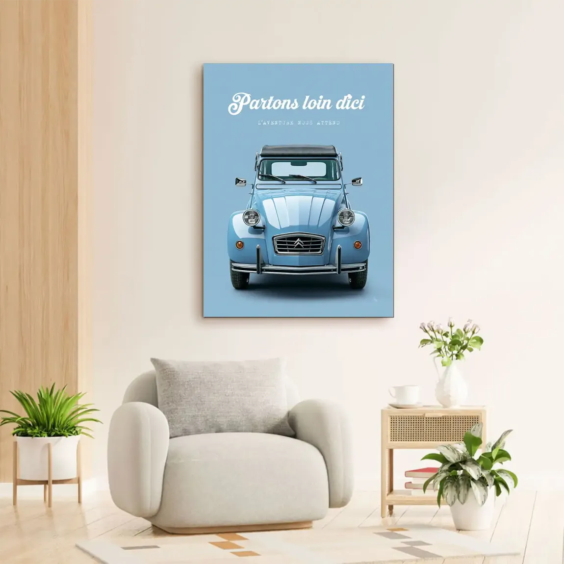 Citroen 2CV Bleu Alu Dibond Wandbild