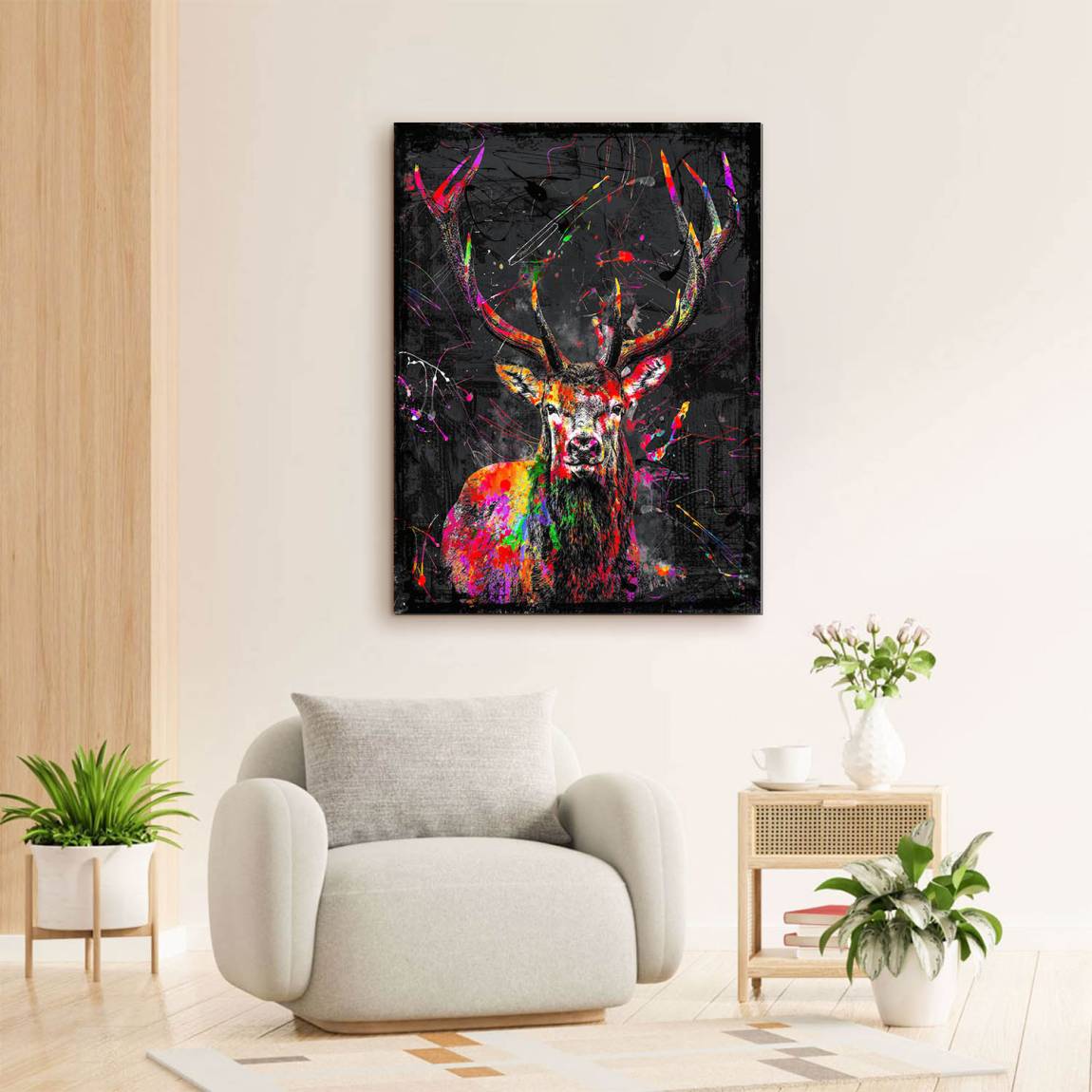 Hirsch Pop Style Alu Dibond Wandbild