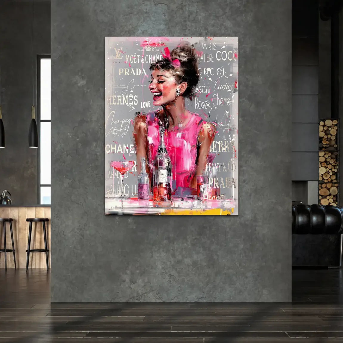 Champagne Bliss Audrey Hepburn Alu Dibond Bild