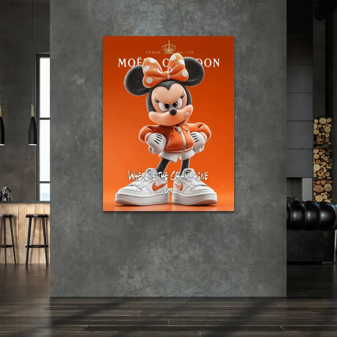 Champagne Mood Minnie Maus Alu Dibond Bild
