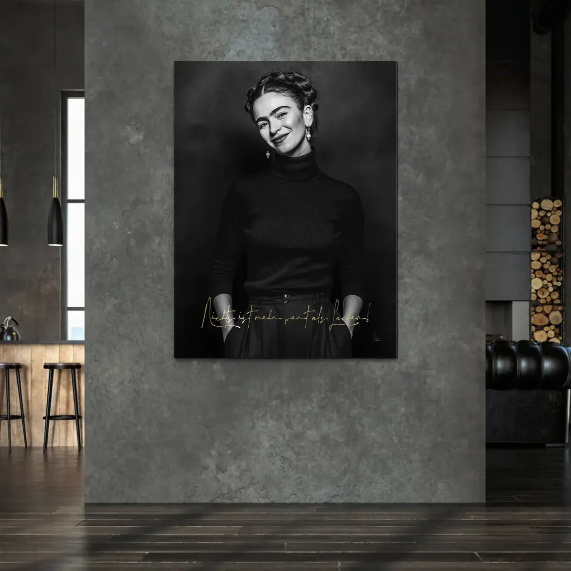 Frida Kahlo stilles Lächeln Alu Dibond Bild