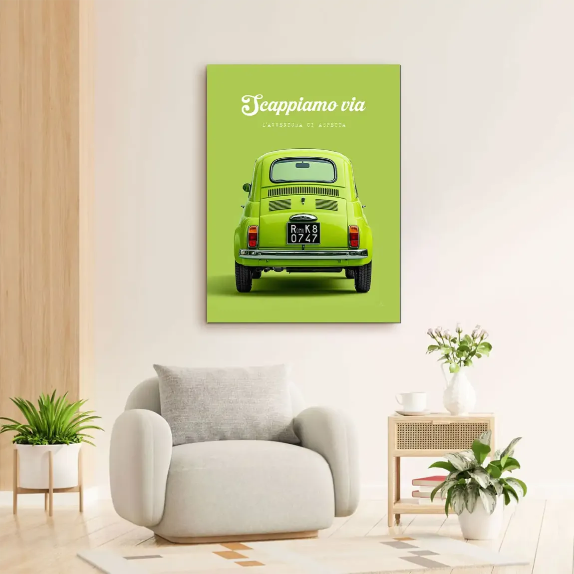 Fiat 500 Italia Alu Dibond Wandbild
