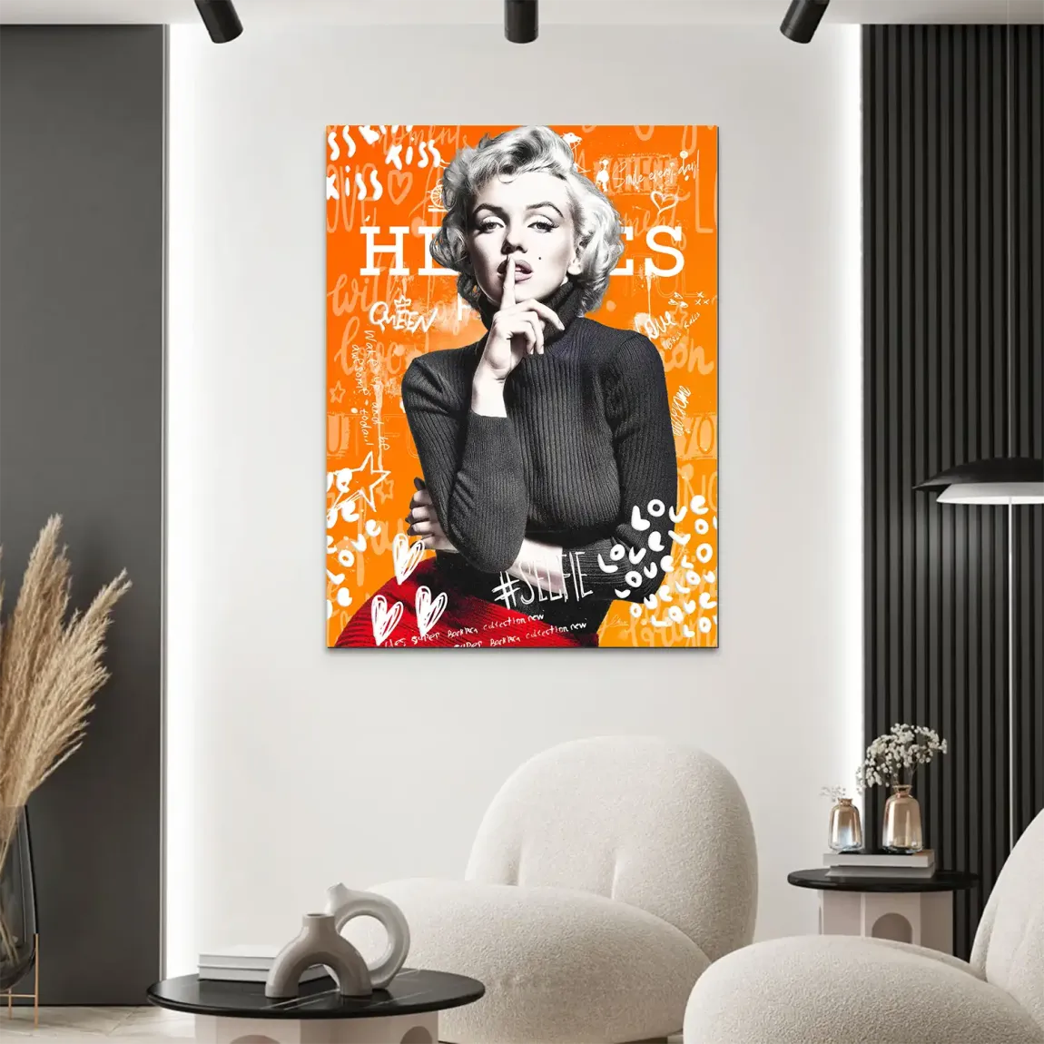 Marilyn Orange Kiss Pop Art Alu Dibond Bild
