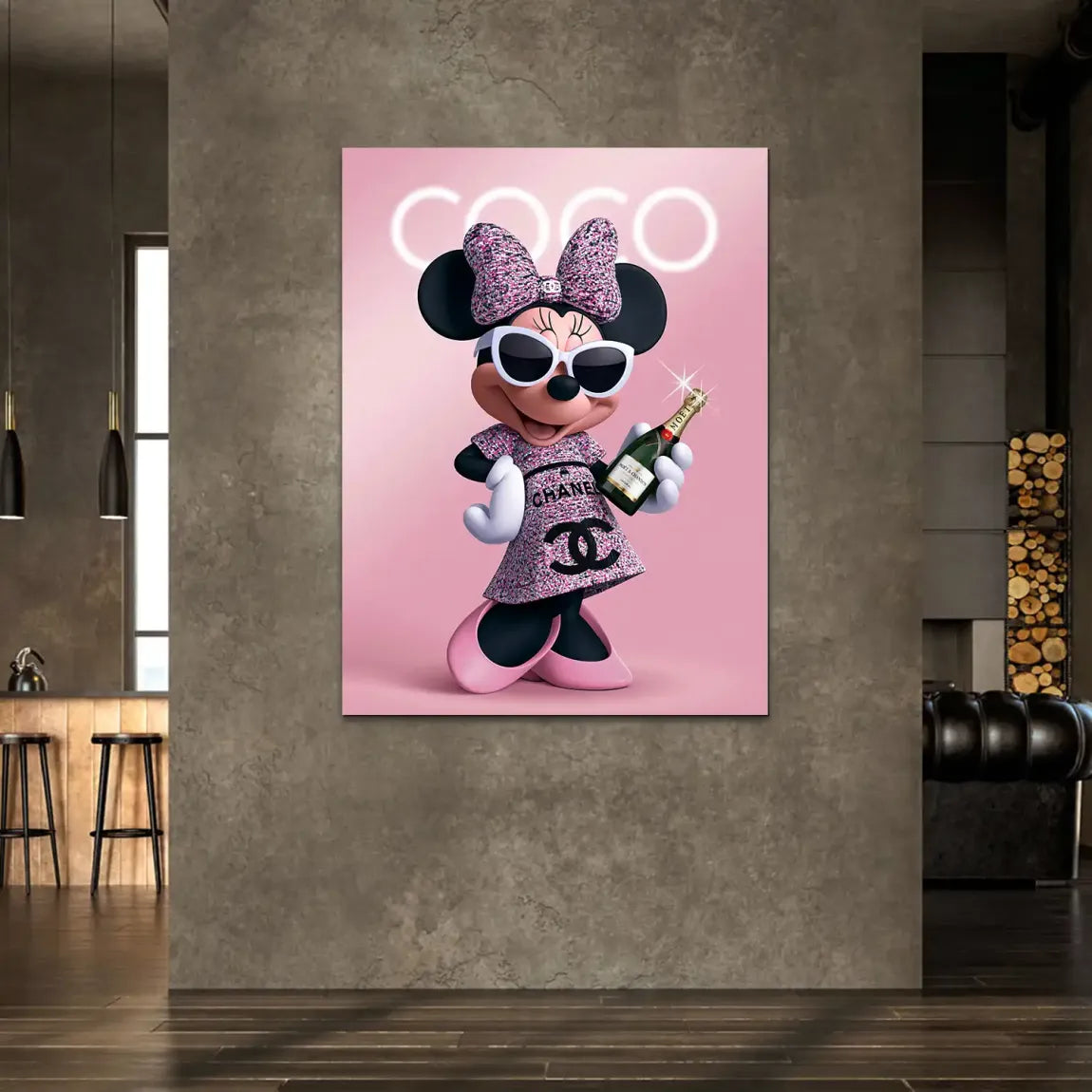 Minnie Maus Moet Alu Dibond Wandbild