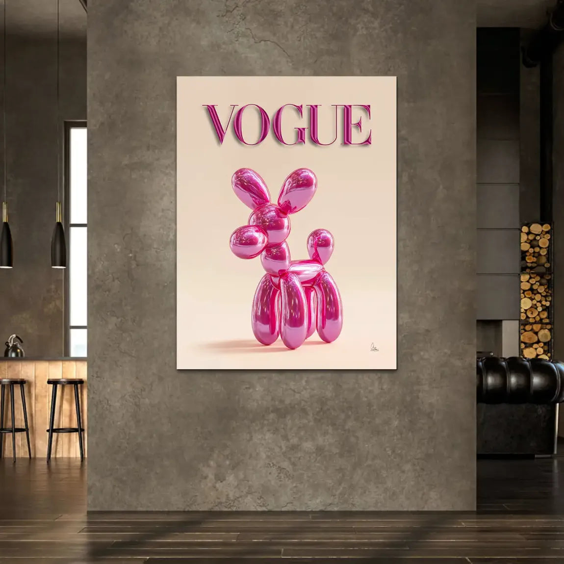 Vogue Hund Alu Dibond Wandbild