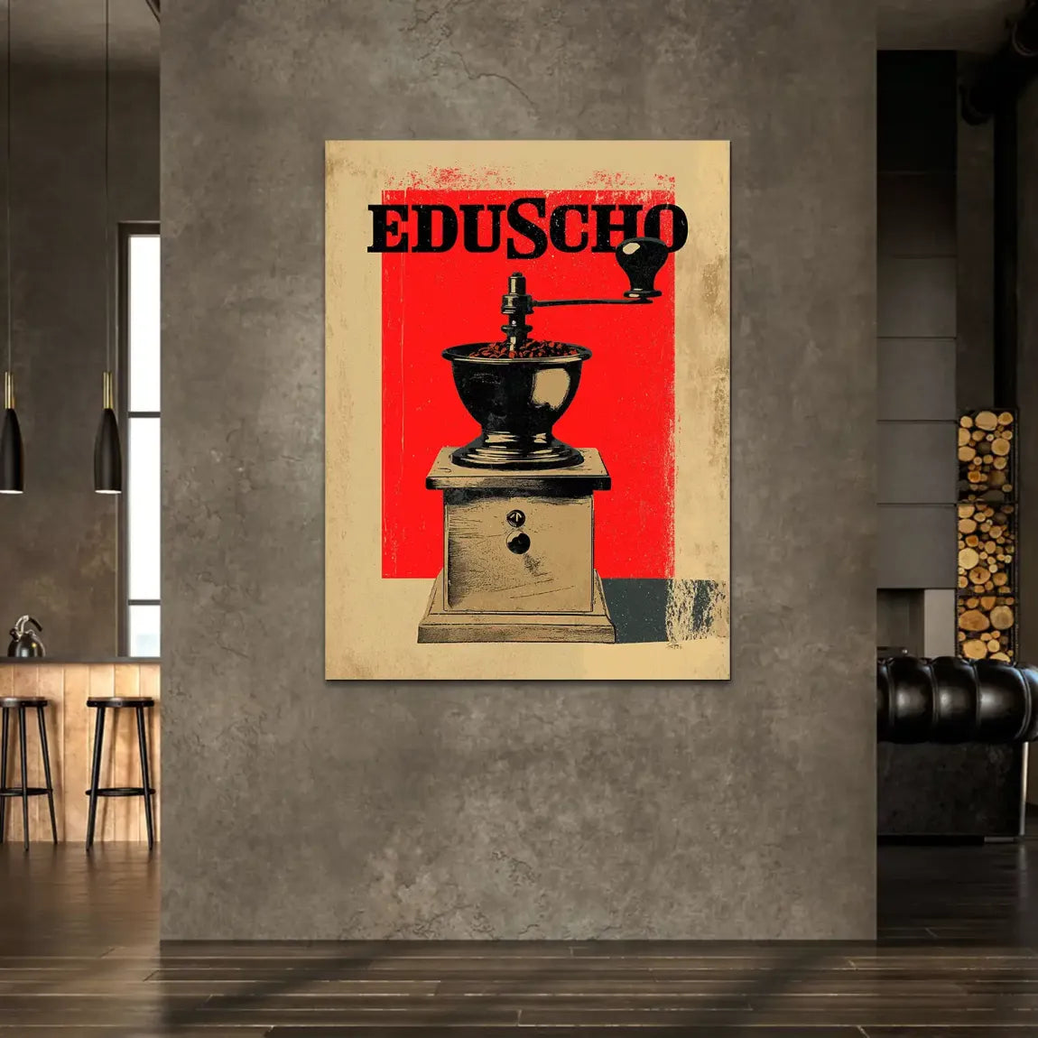 Eduscho Kaffeemühle Alu Dibond Wandbild