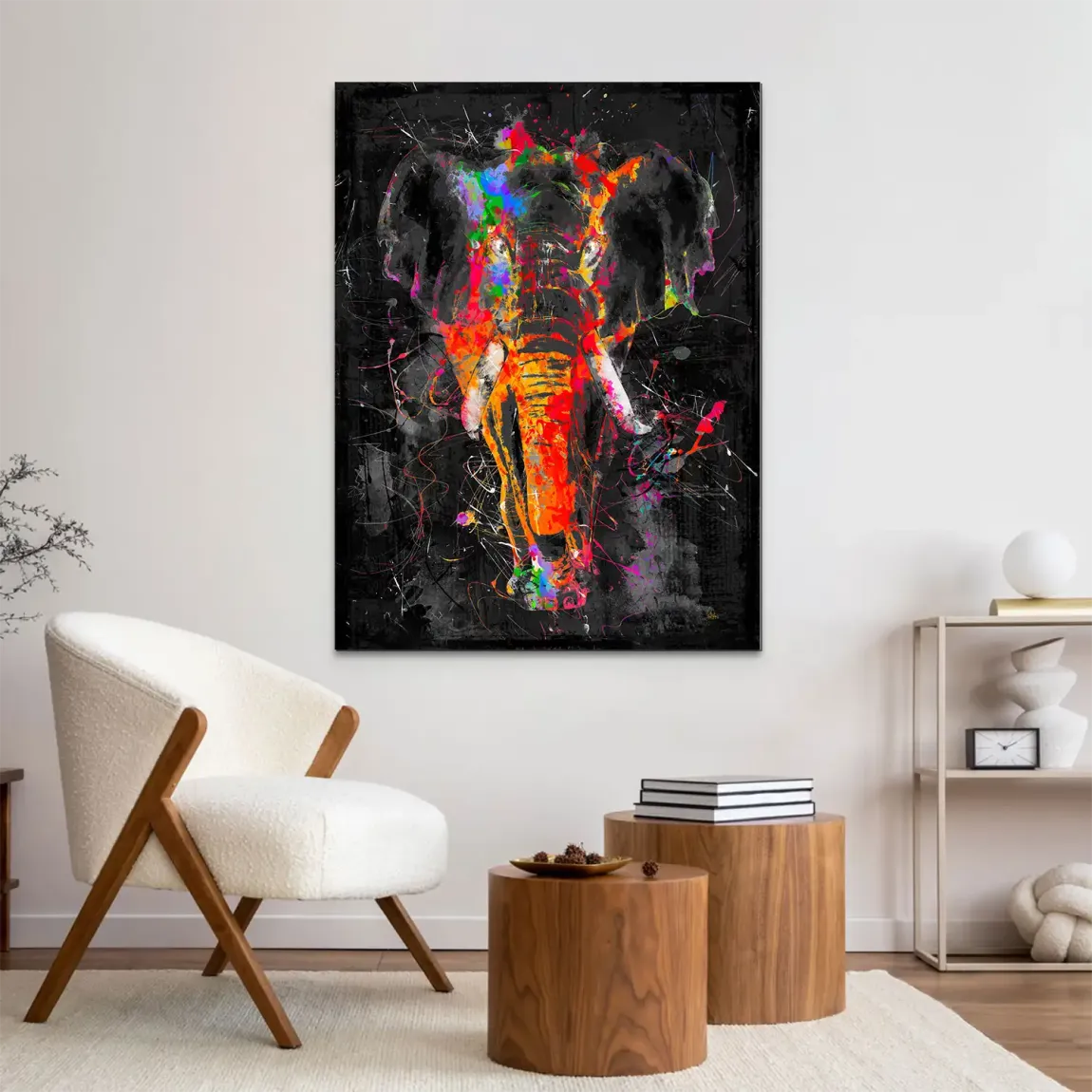 Bunter Elefant Alu Dibond Wandbild