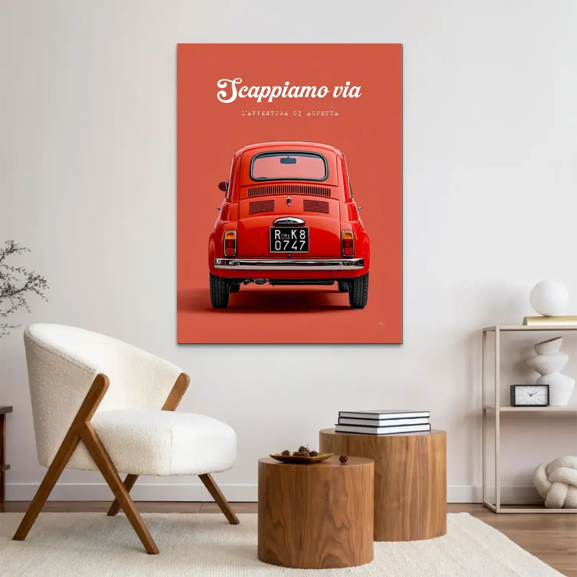 Fiat 500 Rosso Alu Dibond Wandbild