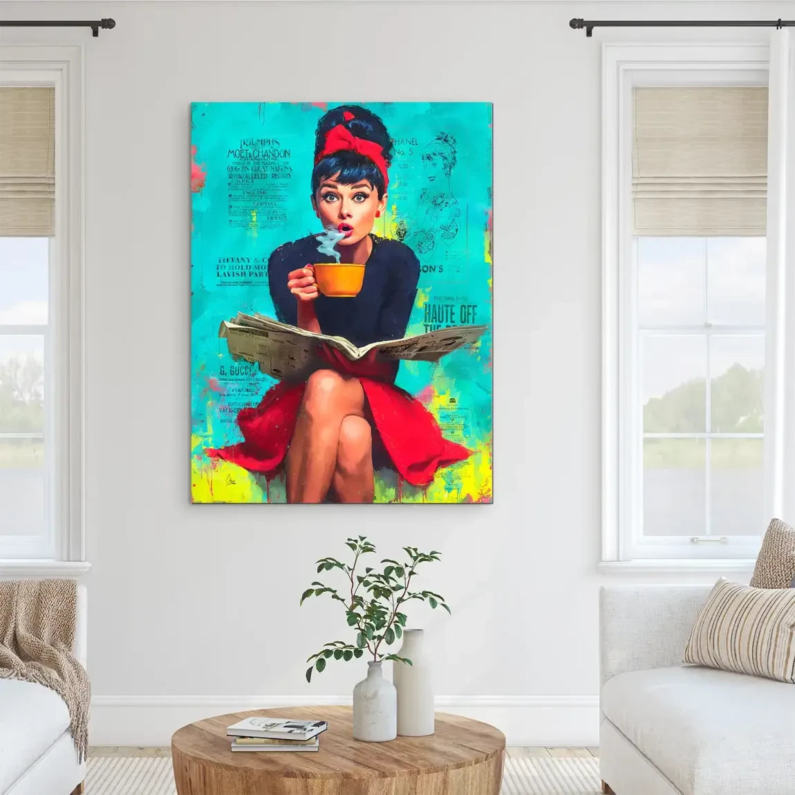 Audrey Hepburn News Pop Art Alu Dibond Bild INGALERIE