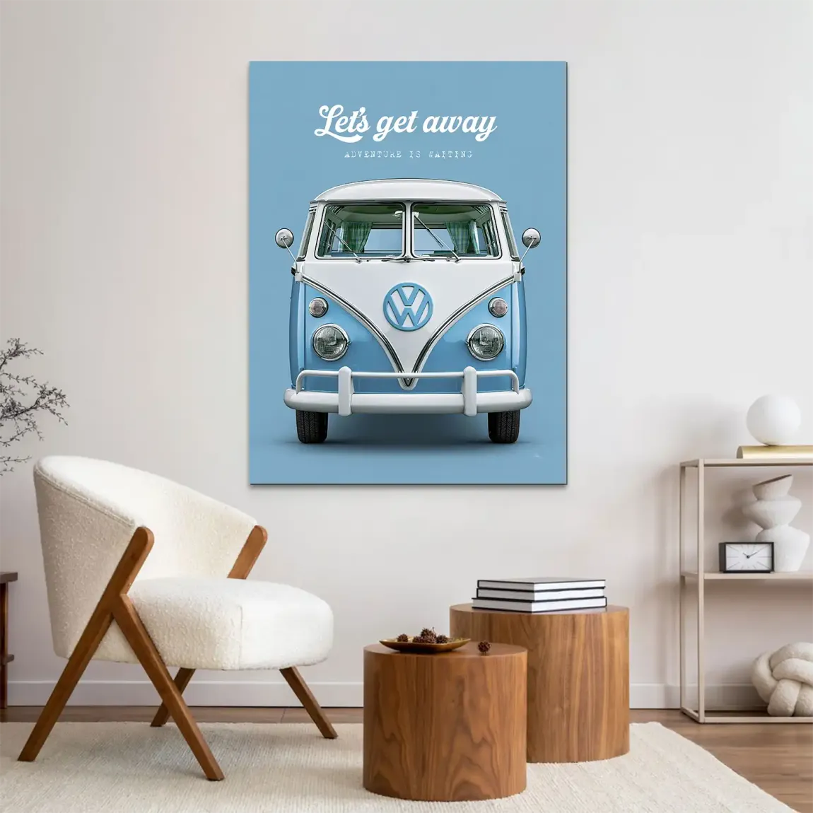 Blue VW Bulli Alu Dibond Wandbild