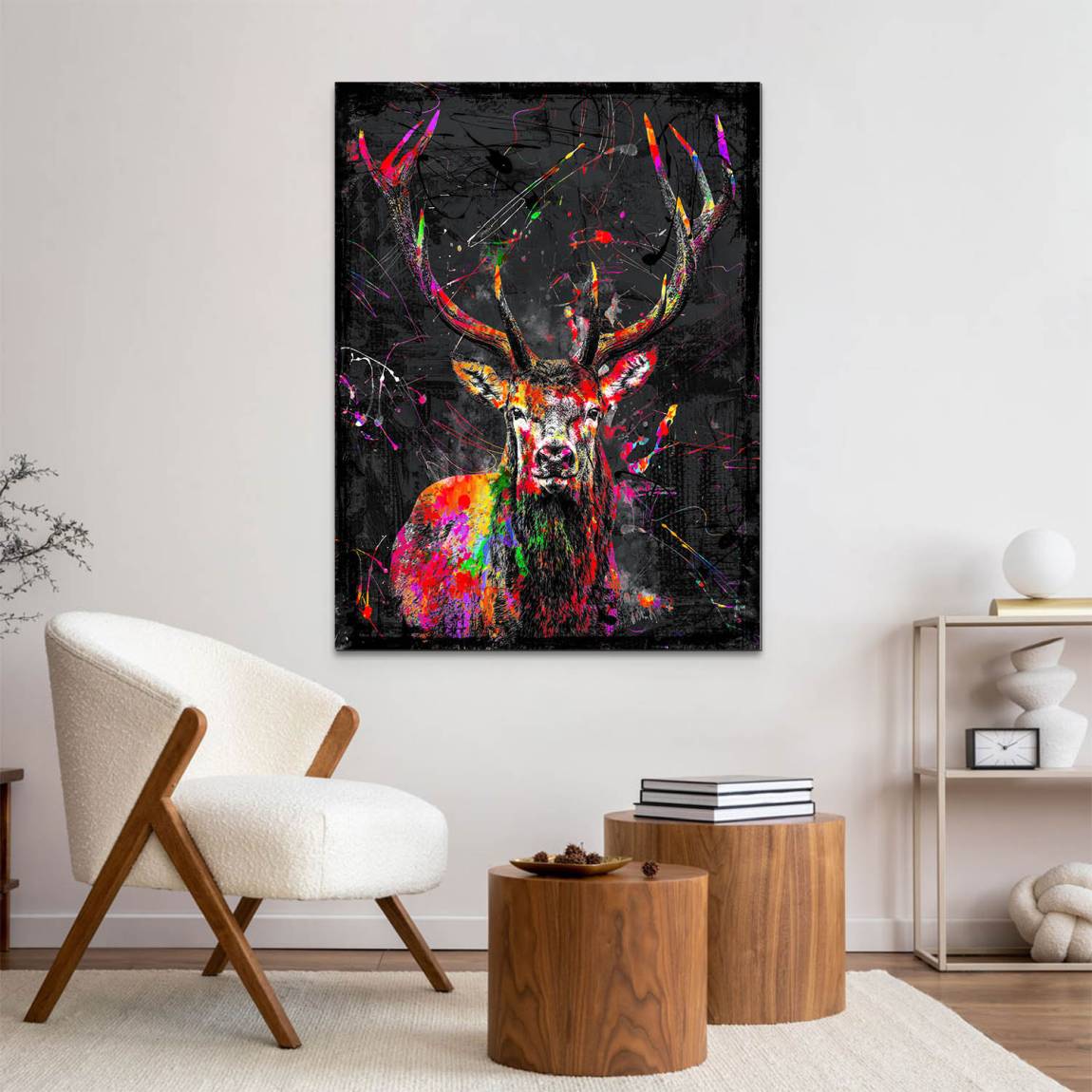 Hirsch Pop Style Alu Dibond Wandbild