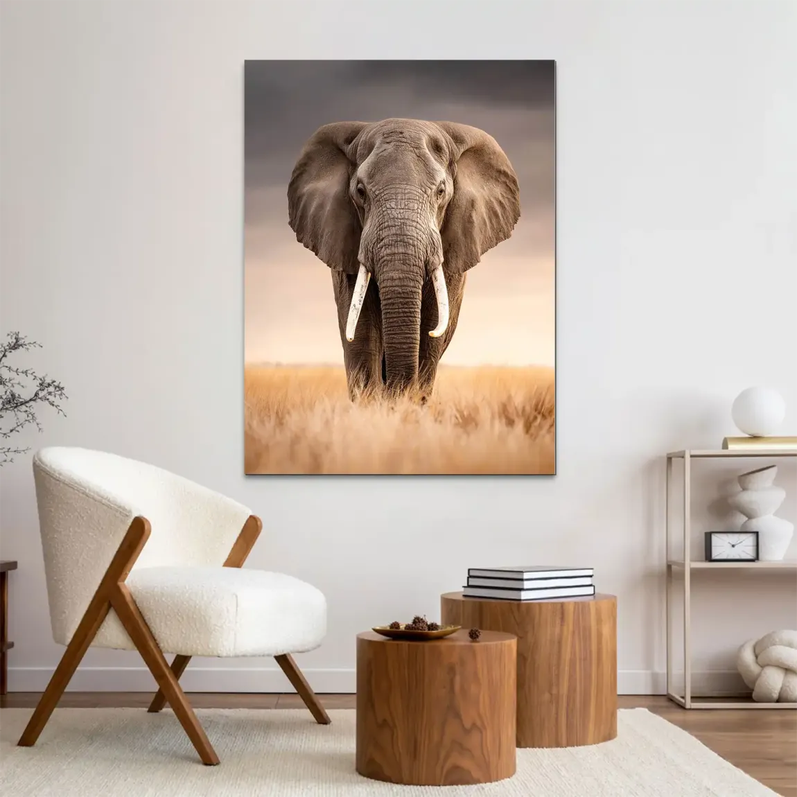 Savanne Elefant Alu Dibond Wandbild