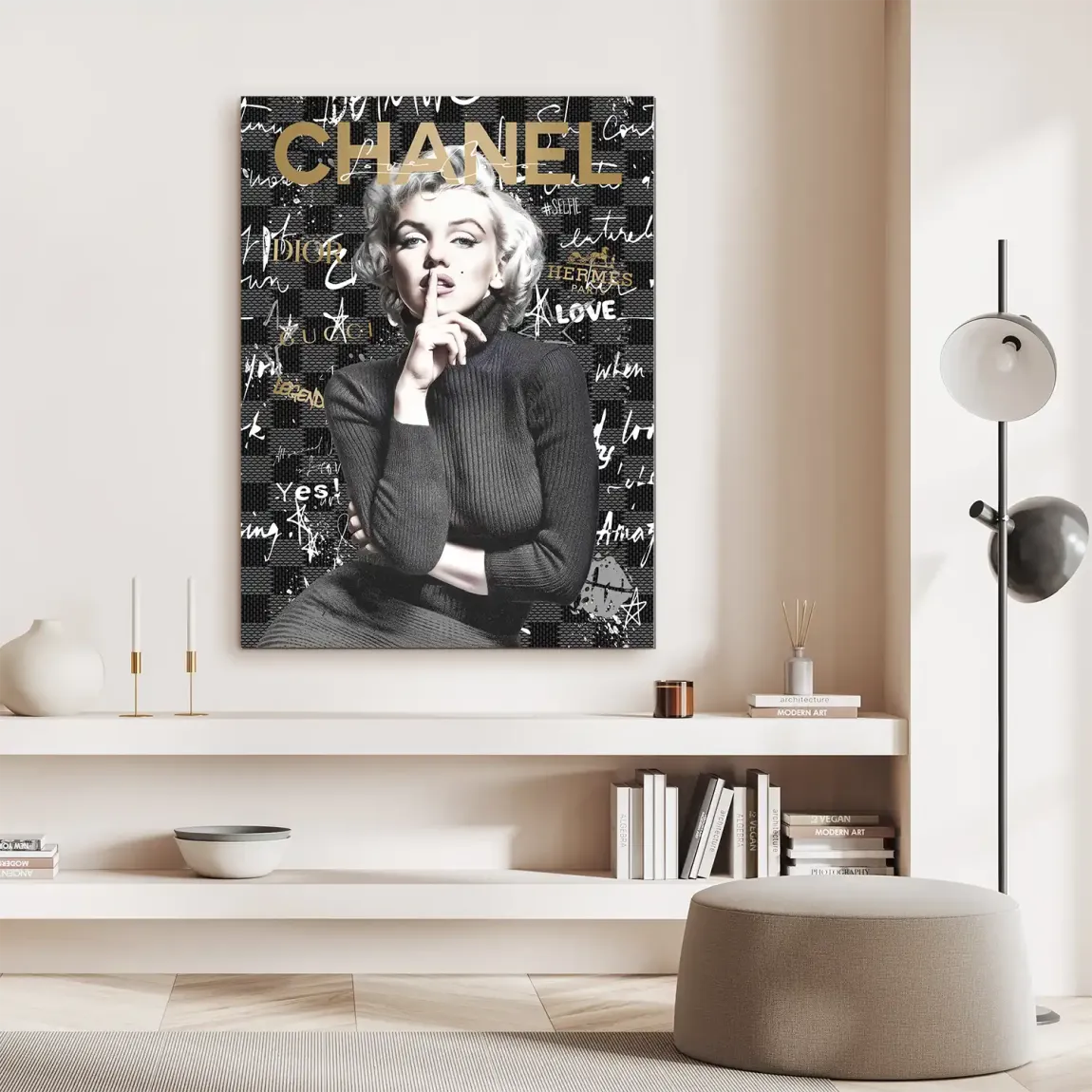 Marilyn loves Chanel Alu Dibond Bild INGALERIE