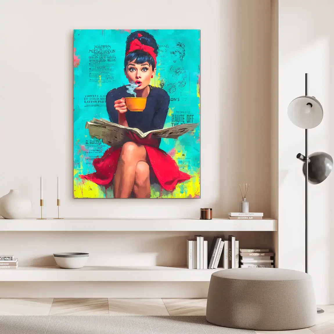 Audrey News Pop Art Alu Dibond Bild INGALERIE